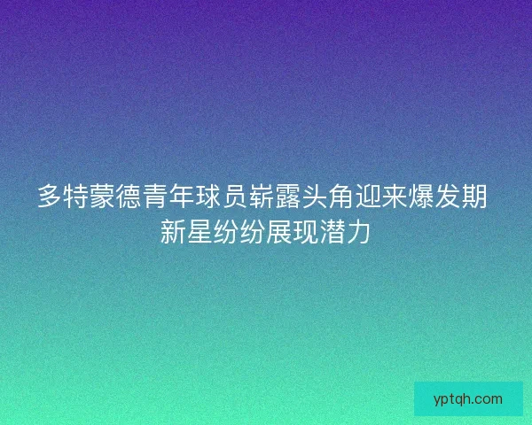 多特蒙德青年球员崭露头角迎来爆发期 新星纷纷展现潜力