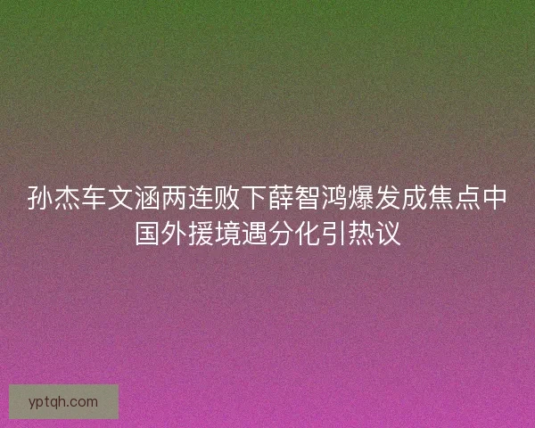 孙杰车文涵两连败下薛智鸿爆发成焦点中国外援境遇分化引热议